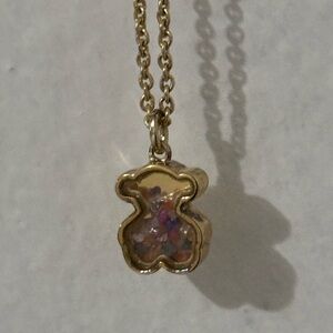 TOUS SILVER VERMEIL PENDANT WITH MULTICOLORED STONES - INCLUDES CHAIN NECKLACE